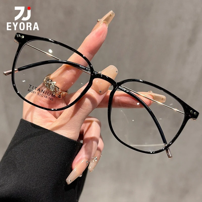 

EYORA Lightweight Ti Temple Reading Glasses for Women Anti Blue Light Photochromic Glasses Optical Lenses with Prescription