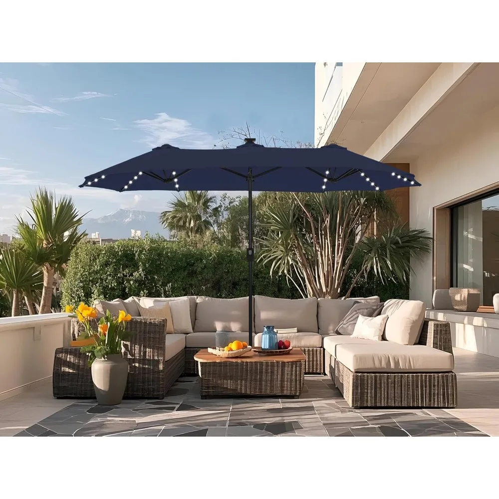 

Sophia & William 13ft Patio Umbrella with Crank Lift, Large Outdoor Double-sided Umbrella with 120 LED lights, Perfect for Deck,