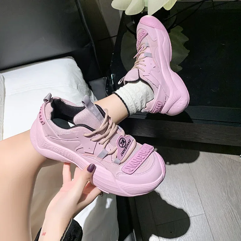 2024 Brand Women’s Thick Bottom Ugly Cute Walking Shoes Spring Autumn Breathable Mesh Sports Outdoor Jogging Sneakers Footwear