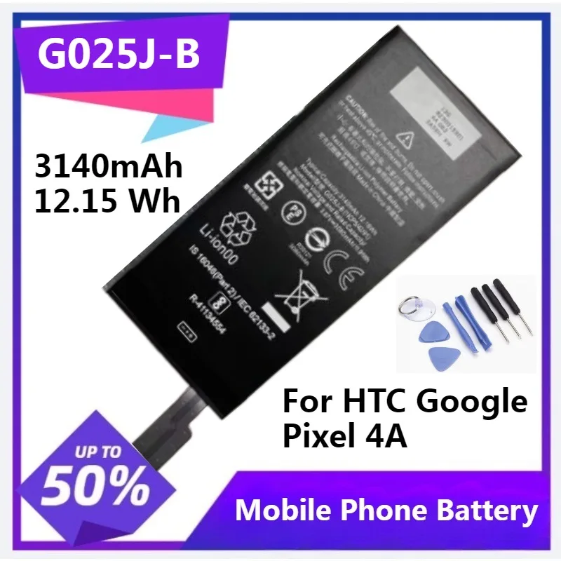 

G025J-B for Pixel 4A 4G Phone Replacement Battery for HTC Google Pixel 4A Battery with Tool 3140mAh 12.15 Wh