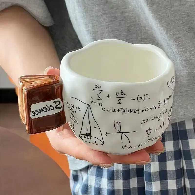 Science Formula Pattern Coffee Mug Ceramic Cups With Handle Handmade Irregular Cup Gift For Physics Chemistry and Math Teacher