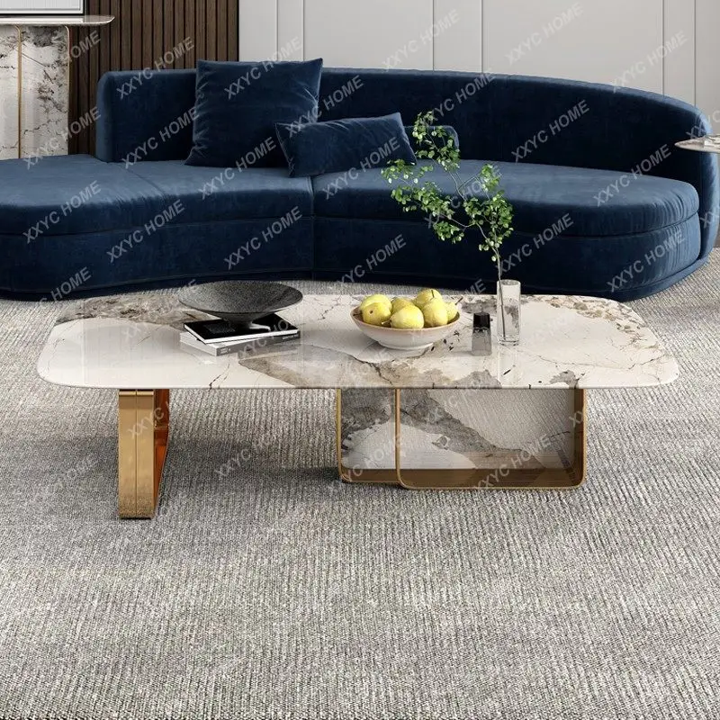 M  light luxury rock slab coffee table bright surface home leisure tea table rock slab living room coffee table