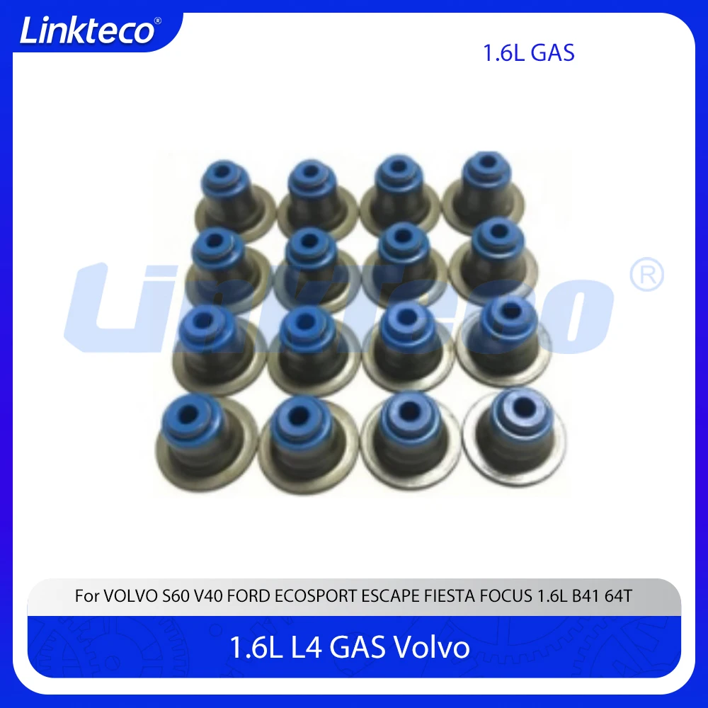 16 peças de motor vedação da haste da válvula ajuste 1.6 t l l4 b4164t para 11-22 volvo s60 v40 ford ecosport escape fiesta foco 1.6l b41 64t