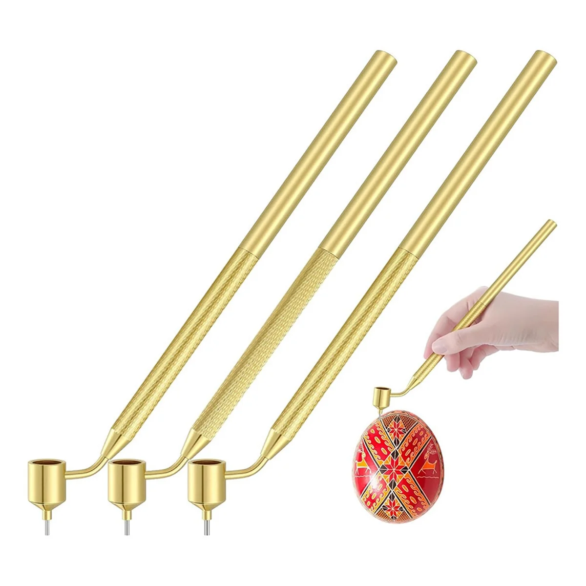 Juego de 3 bolígrafos de dibujo de cera caliente para artes decorativas, suministros para huevos de Pascua, pinsanka