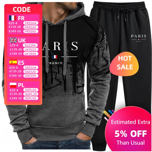 

Mens Tracksuit City Print Daily Casual Sports Hoodie Set Jogging Clothing Splash-ink Suit Outdoors Fitness Sweatshirts Menswear