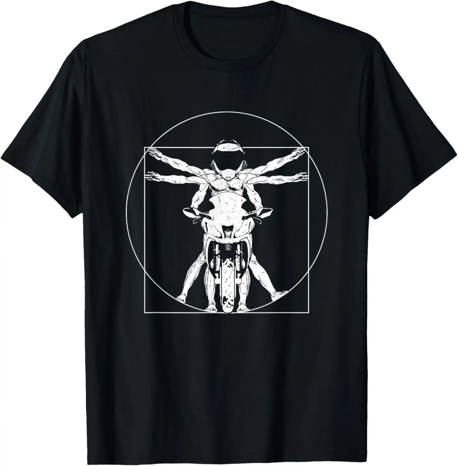 

Motorsport Leonardo Da Vinci Vitruvian Man T-Shirt Motorcycle
