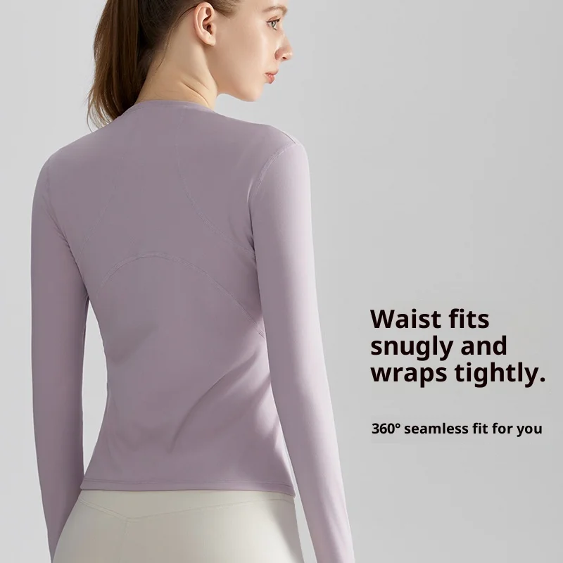 Sports Long Sleeved Top, Slim Fit for Women, Quick Drying and Breathable, Suitable for Wearing Fitness Yoga T-shirt Outside