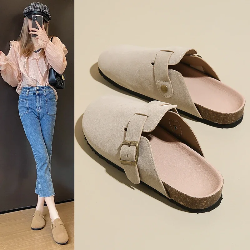 Comwarm Cork Footbed Clogs For Women Men Fashion Leather Mules Comfort Potato Shoes With Arch Support Indoor Outdoor Flat Slides