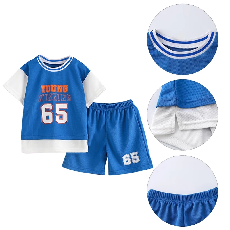 Children Sets Summer Short Sleeve Basketball T-shirts Shorts for Children Clothing Quick-drying Sport Tank Tops Kids Clothes