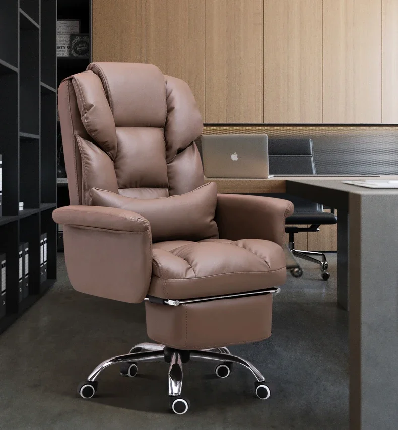 Comfortable leather gaming computer chair brown color modern executive office chairs