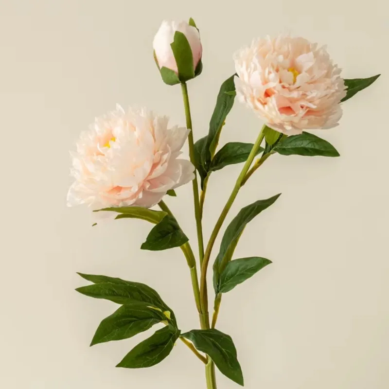 Wunderschöne künstliche Pfingstrosenblumen mit 3 Köpfen, langer Zweig für Zuhause, Hochzeit, Tisch, Weihnachtsdekoration, 75 cm, künstliche Blumen, Raumdekoration – Detail 8