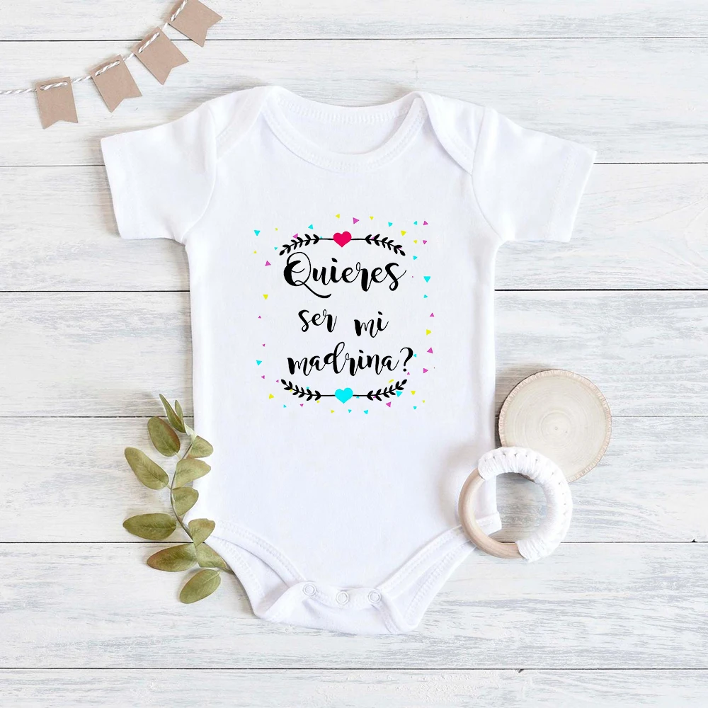 Quires Ser Mi Madrina Baby Romper Coming Soon Newborn Baby Bodysuit Pregnant Announcement Baby Clothes Babies 0 to 3 Months