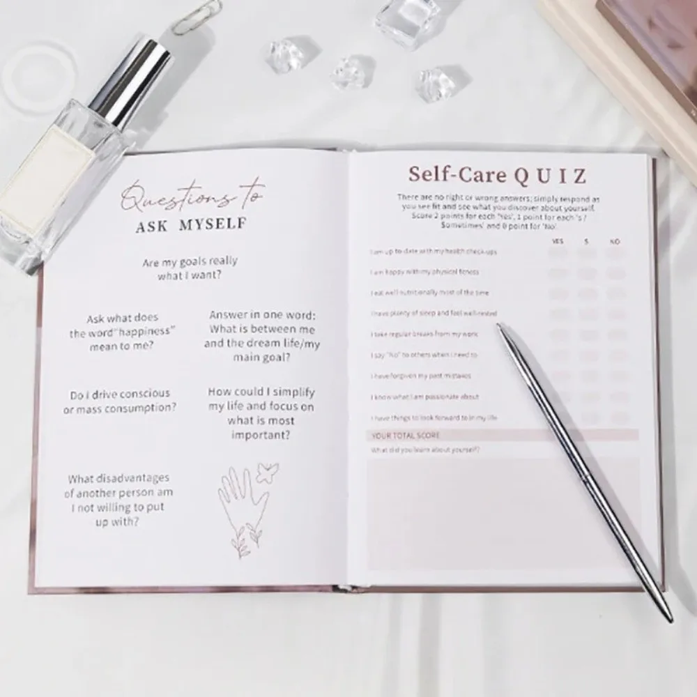 Creative A5 Self-Care Journal Book Colorful Inner Page with Guided Self Refl Agenda Book Daily Planner Notebook for Student Gift