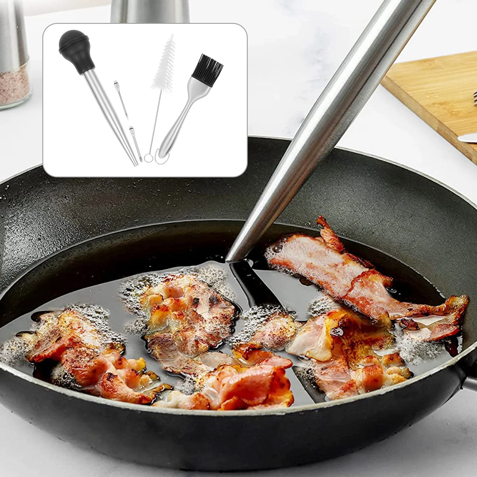 

1Set Stainless Steel Turkey Flavor Injector Kit for Meat Marinade Injection Basting Tool Kitchen Gadget Bbq Camping Cooking