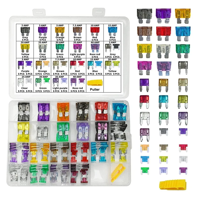 165 PCS Car Fuses Assortment Kit 3 Types Assorted Standard Fuses Low Profile Mini Fuses For Car Boat Truck SUV