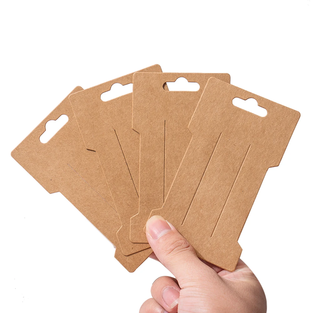 50pcs 6.6x11.5cm Hair Clips Jewelry Display Card Blank Kraft Paper Card Hairclip Price Tag Hairpin Packaging Cardboard Holder