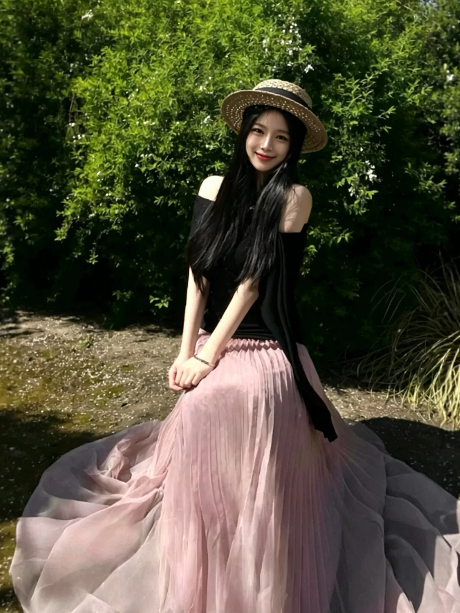 

Gentle Wind One Shoulder Top Half Skirt Two Piece Set Complete OOTD Summer 2026 Fashion Women's Comfortable Mid-Sleeve Dress