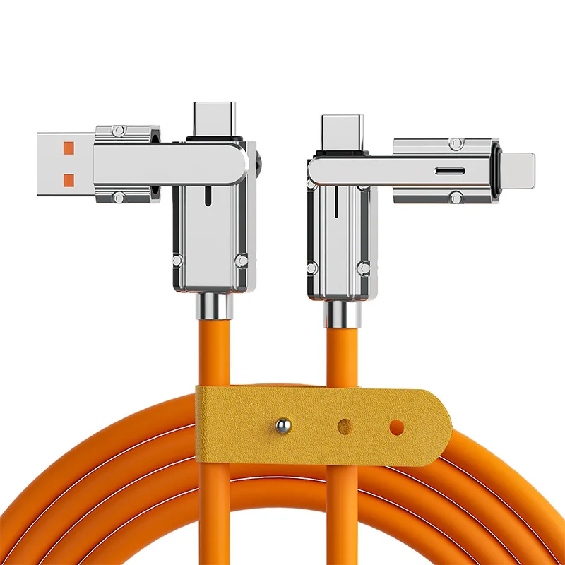 120W Four-In-One Liquid Silicone Fast Charging Data Cable Zinc Alloy Type-C Two-To-Two Machine with Mobile Phone Compatibility