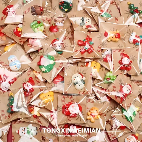 100 मिश्रित राल क्रिसमस रेफ्रिजरेटर मैग्नेट, सांता क्लॉस, स्नोमैन, क्रिसमस पेड़ और सजावट की अन्य शैलियों, क्रिसमस 10 best sales राल चुंबक - №3