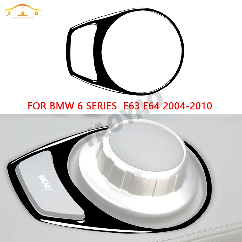 

Car Radio Adjustment Multimedia Button Menu Knob Trim Cover Sticker For BMW M6 6 Series E63 E64 2004-2010 Piano Black Auto Parts