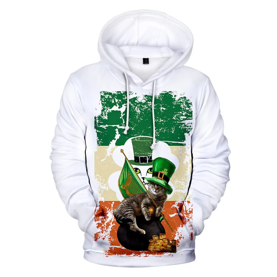 3 To 14 Years Kids Hoodies St. Patrick's Day 3D Printed Hoodie Sweatshirt Boys Girls casual Cartoon Jacket Coat Children Clothes