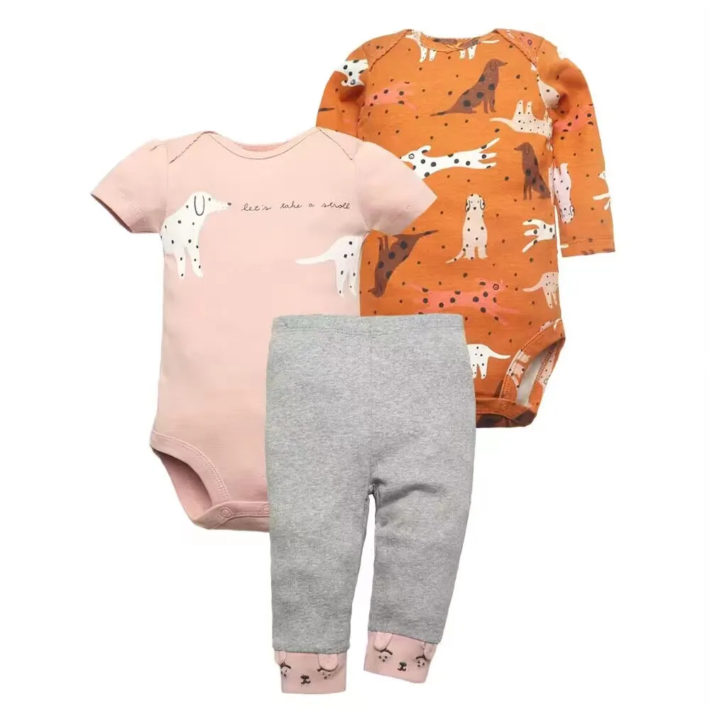 2026 Baby Boys Girls Clothes Set 100% Cotton Baby Bodysuits Baby Pants Summer Cartton Newborn Baby Clothes Infant Bebe Clothing