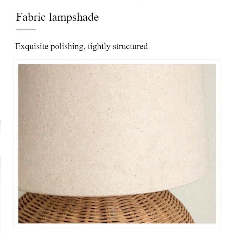 SANDYHA Japanese Rattan Floor Lamp LED Lights Fabric Lampshade for Living Room Bedroom Bedside Nightstand Decorative Lighting