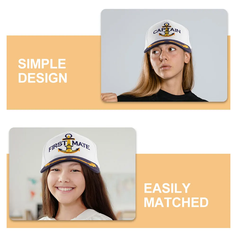 

2pcs Lightweight Breathable Baseball Caps Sun Hat Marine Captain Cotton Polyester Outdoor Sports Durable Stylish Summer