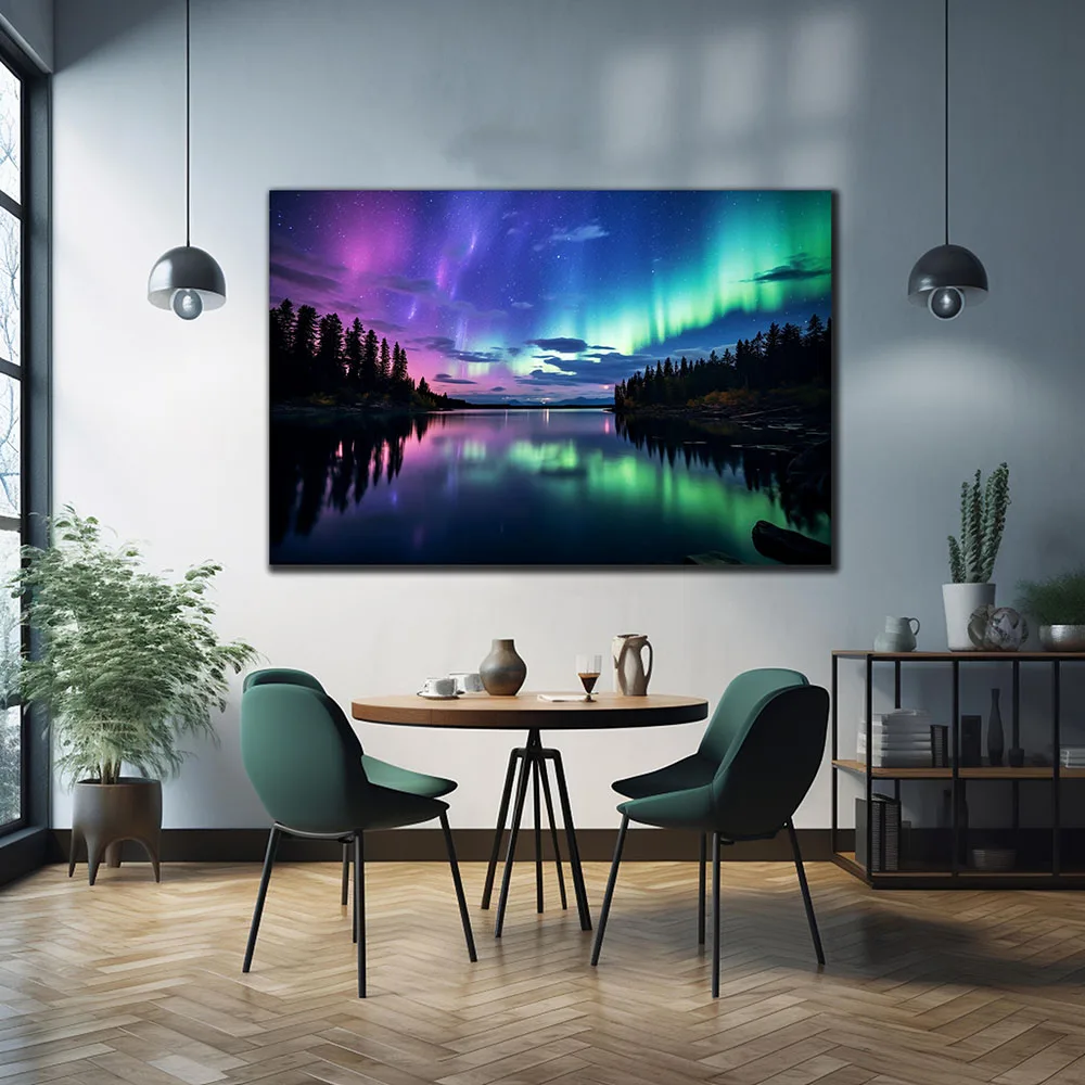 مطبوعات ملصقات مناظر طبيعية للشفق القطبي ، لوحة قماشية ، أضواء قطبية شمالية ، طبيعة ، ديكور منزلي ، فن جداري #4
