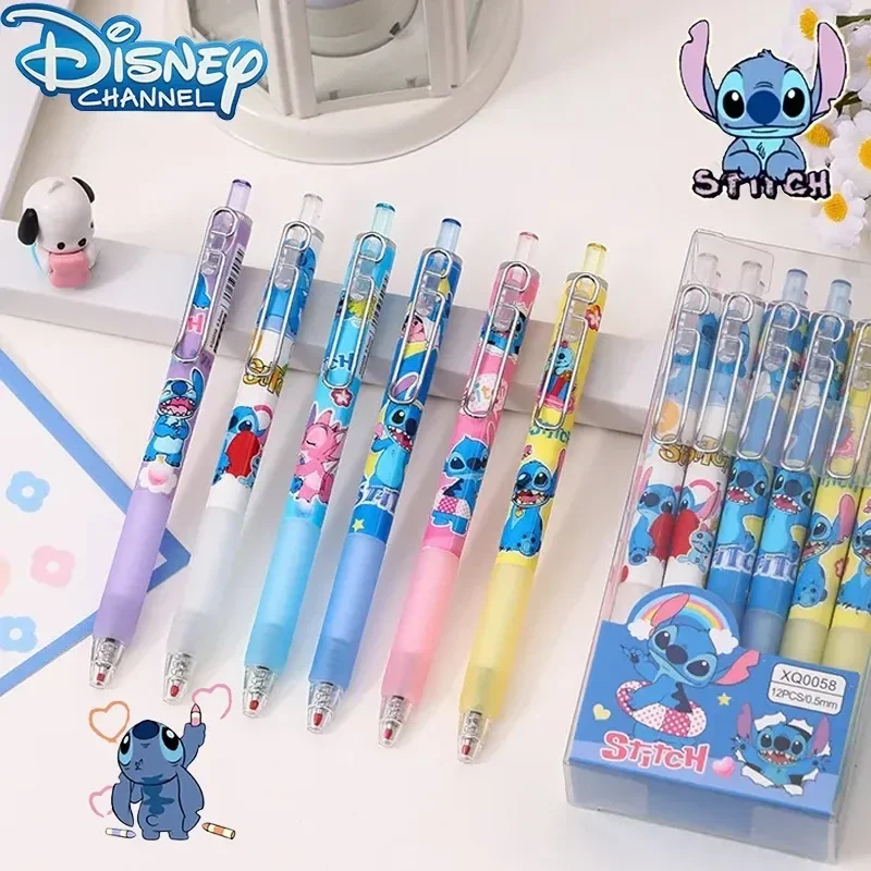 Disney Stitch Gel Pen Cartoon Press Black Water Ink 0.5mm Student Stationery Writing Supplies Gel Pen Learning Prizes Stich