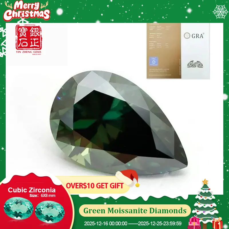 

YinZheng Moissanite Diamonds Pear Cut 6A Grade Green Provide GRA CertifIcate Loose Moissanite Stone For Making Jewelry