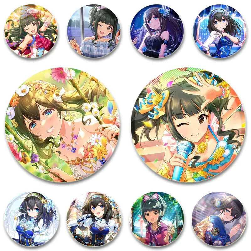 Game The Idolmaster Lapel Pins Fumika Sagisawa Tomo Fujii Cartoon Brooches Handmade Virtual Singer Badge Backpack Decor Jewelry