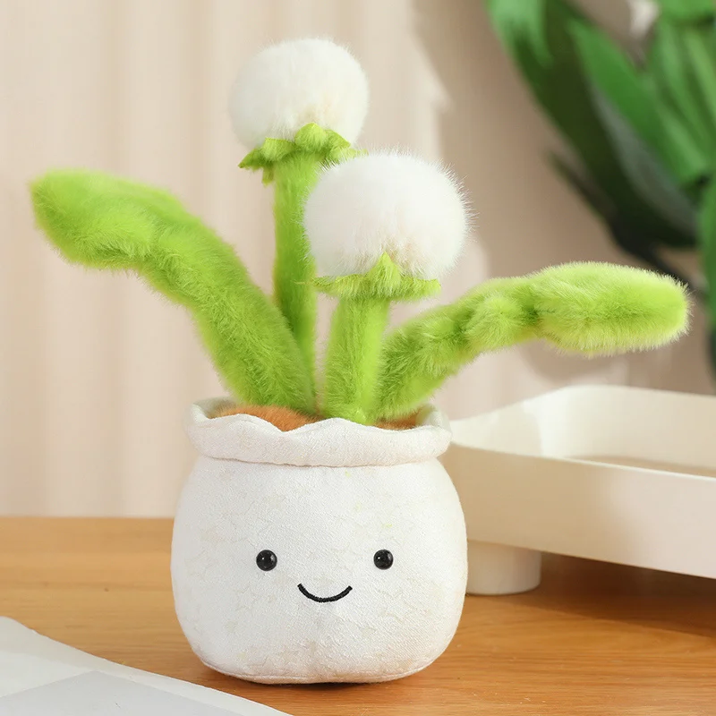25cm Dandelion Potted Plant Simulated Plant Stuffed Plush Toys Flowerpot Desktop Ornaments Spring Gifts For Home Decor