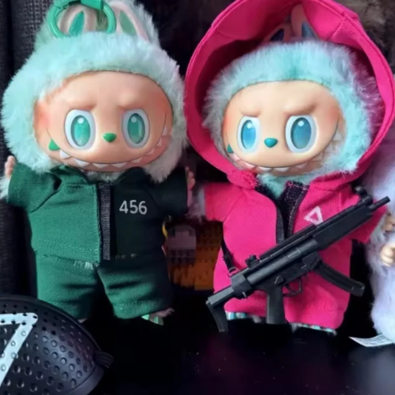 Ropa de muñeca de la serie de juegos de mariscos para Labubu, ropa de muñeca de 15 y 17CM, traje de equipo de asalto DIY, accesorios de traje de la serie de Drama coreano