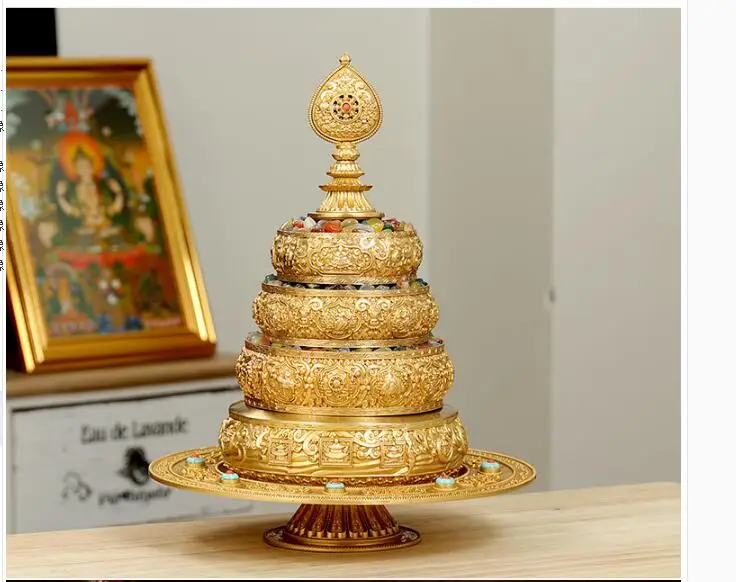 HOME shrine altar worship safe GOOD LUCK Eight Auspicious of Buddhism high-grade Gemstone Pearl Manza plate M