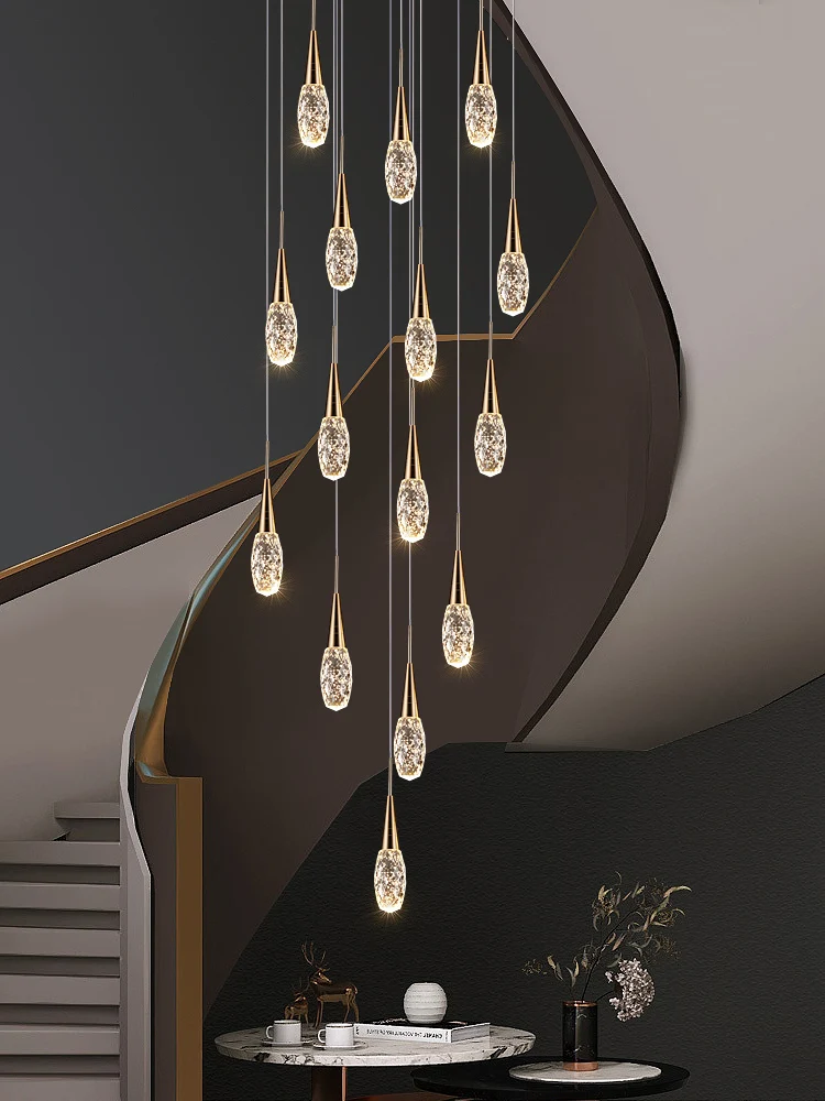 Imagem -05 - Stair Crystal Long Chandelier Luz Criativa Moderna Luxo Cristal Lâmpada Pingente Villa Sala Lâmpada Dependente