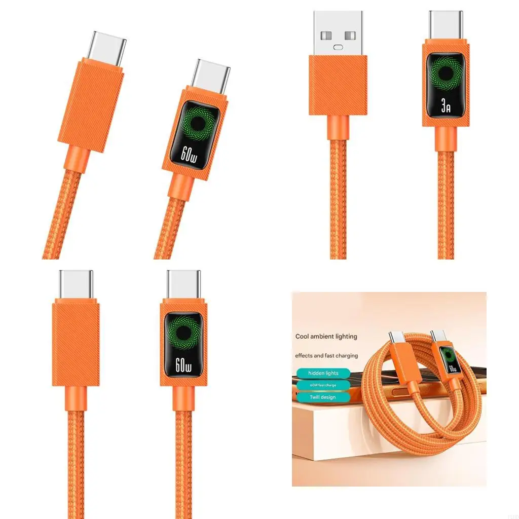J1HD USB C/USB Charging Cable With 1.2M Length Supports PD60W Fast Charging Wire