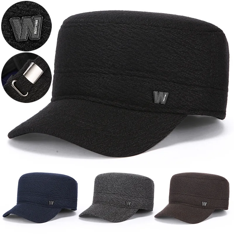 

Cotton Hat New Style Dad Grandpa Old Man Autumn Winter Fleece Lined Ear Protection Baseball Cap