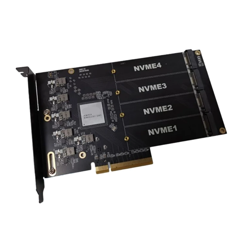 

4 Slots Pcie4.0 x16 to .2 M-Key nvme x 4 SSD Expansion Card Card 64Gbps Transfer Speed 6400mbps Reader and Write