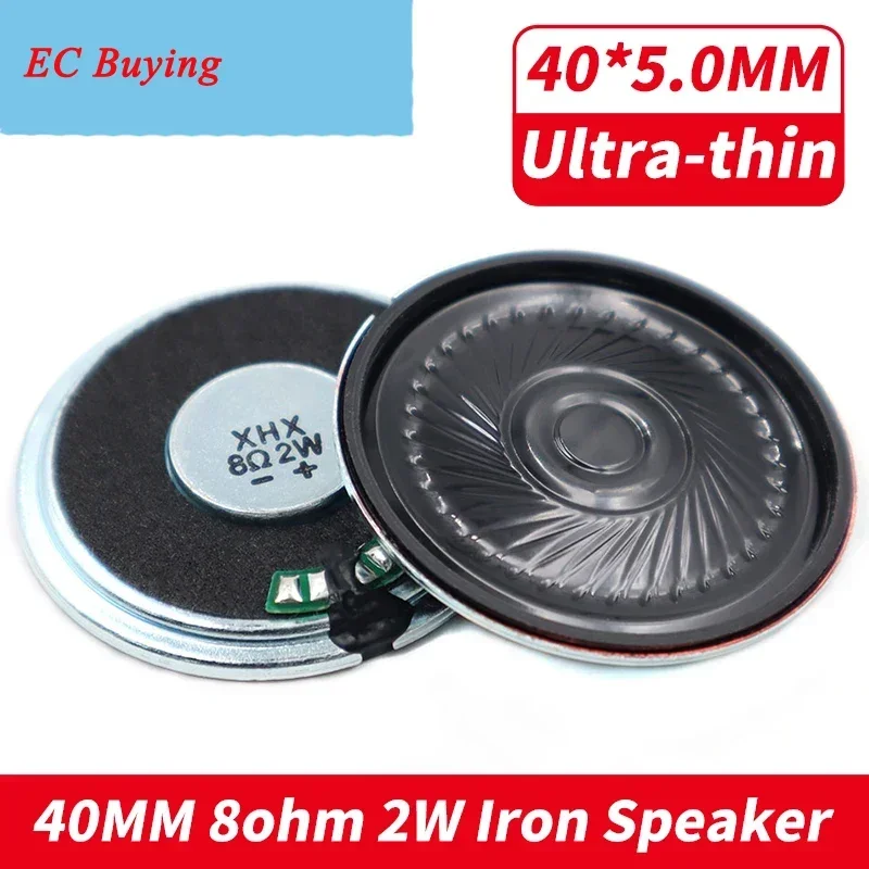 2 قطعة 40 مللي متر 8Ohm 2 واط الحديد حالة المغناطيس الداخلي المتكلم رقيقة جدا 40*5 مللي متر قطر 40 مللي متر 8 أوم 2 واط بصوت عال المتكلم مكبر الصوت #1