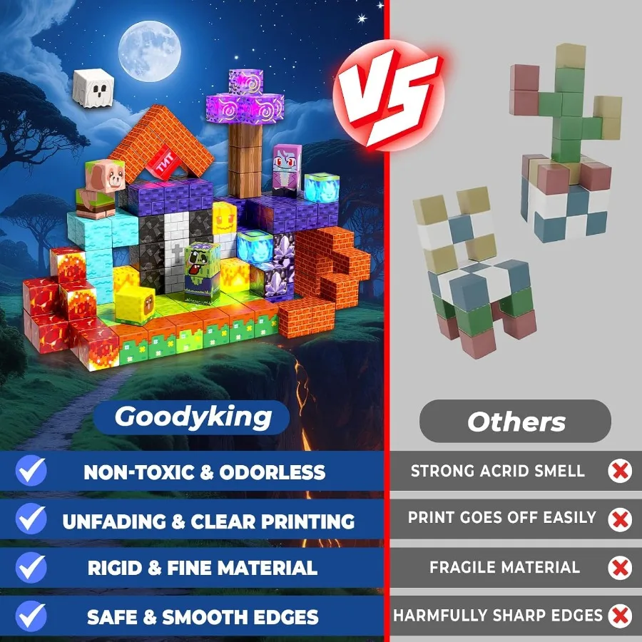 Bloques magnéticos con características de luz para construcción creativa y juguetes educativos de aprendizaje STEM para mayores de 3 años, 150 Uds.