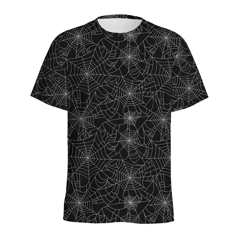 Halloween Spider Web Graphic T-shirt For Men 3D Printed Cobweb T Shirts Summer Casual Street Short Sleeves Round Neck Tees