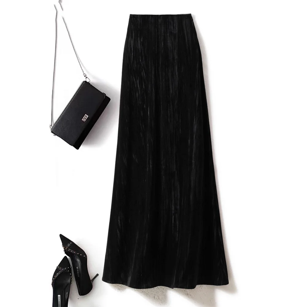 Falda larga acampanada adelgazante fluida de cintura alta nuevo estilo Otoño/Invierno 2025 para mujer