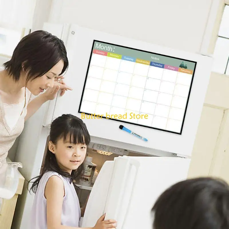 W89C A3マグネティックマンスリープランナーホワイトボード冷蔵庫の磁石毎週のメッセージ冷蔵庫掲示