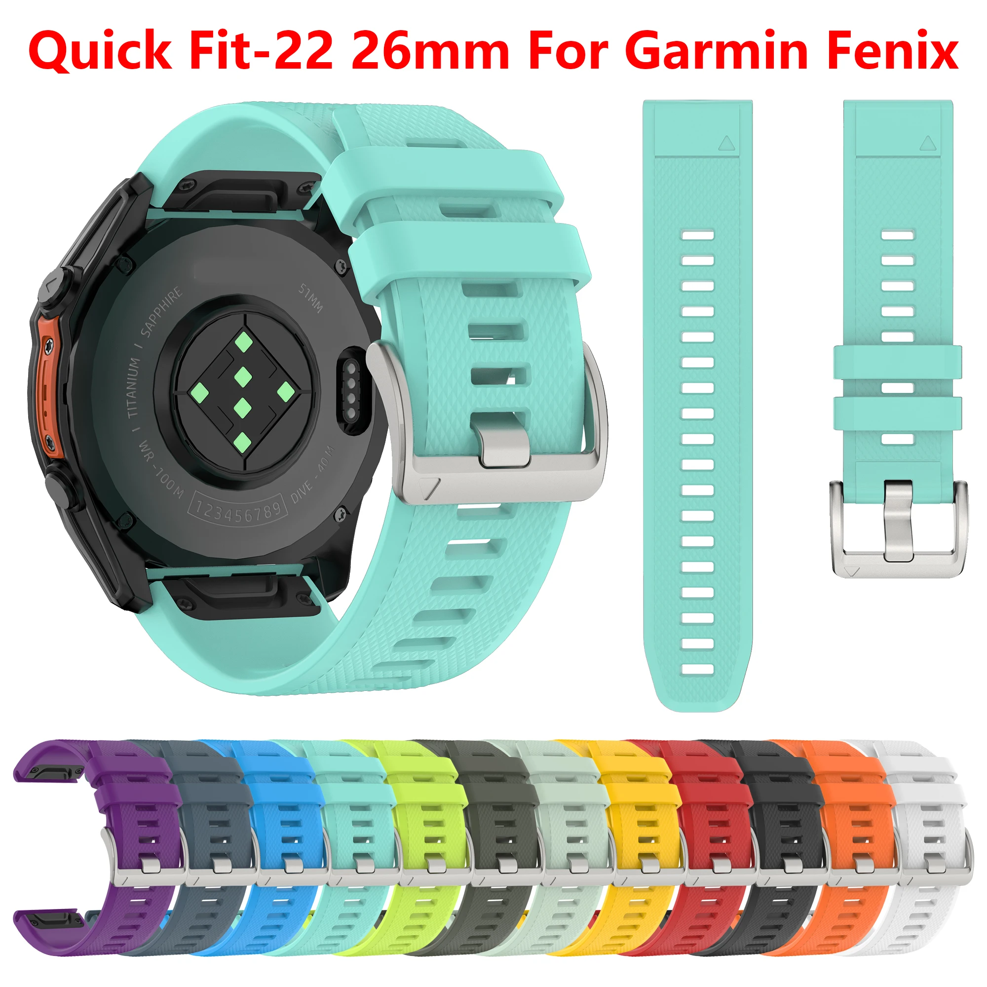 QuickFit 22 26mm Flexibles Silikonarmband für Garmin Fenix 5 5X Plus 6 6X Pro 7 7X Pro Fenix8 E Epix PRO 47MM 51MM Uhrenarmband
