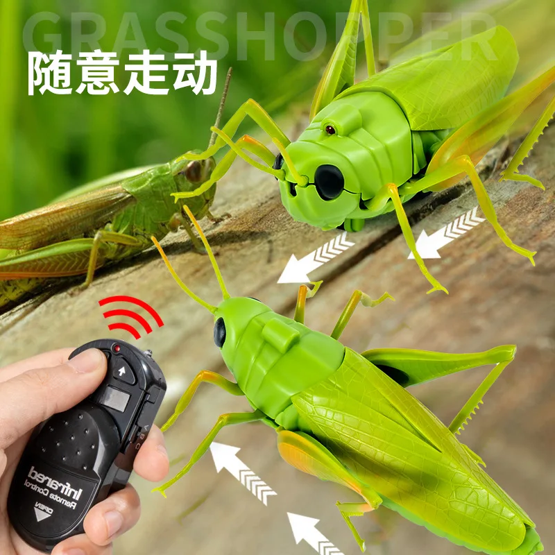 Infrared Remote Control Sensing Grasshopper Prank Toy, Children's Simulation Electric Insect Crawling Halloween Funny Toy，XT243