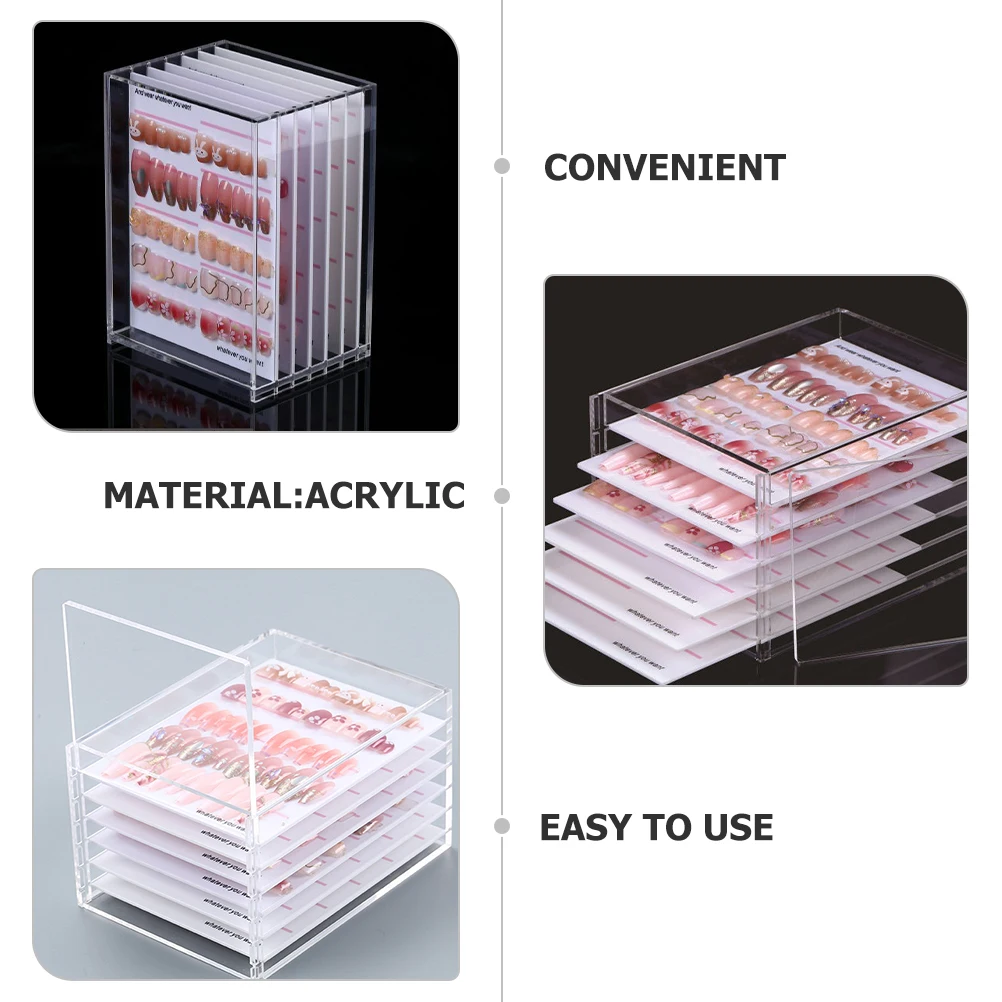

Прозрачный 6-слойный акриловый органайзер для кончиков ногтей, коробка для дисплея, портативный контейнер для маникюрных принадлежностей, практичный прочный чехол с бриллиантами для ногтей