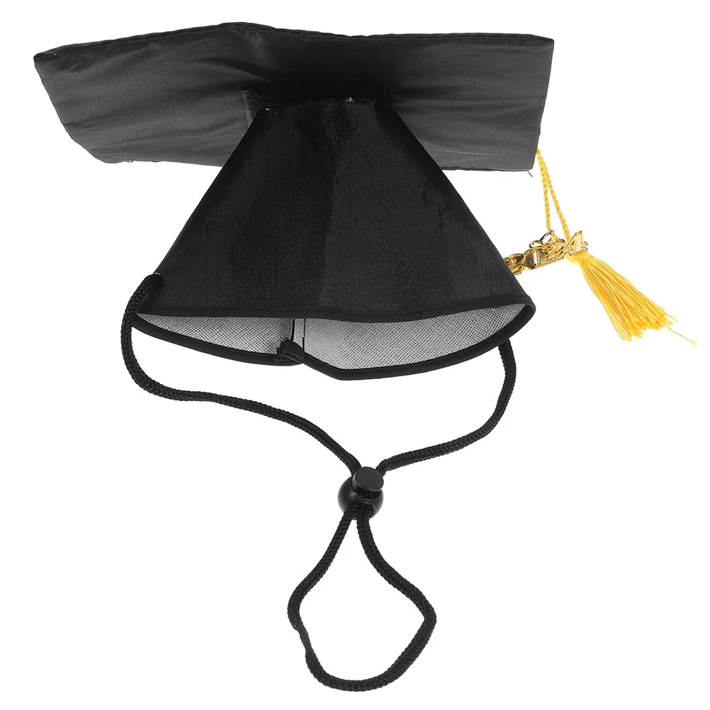 

2 Pcs Pet Graduation Hat Small Puppy Hats Dog Accessory Costume Cat Cap with Tassel Holiday Supply