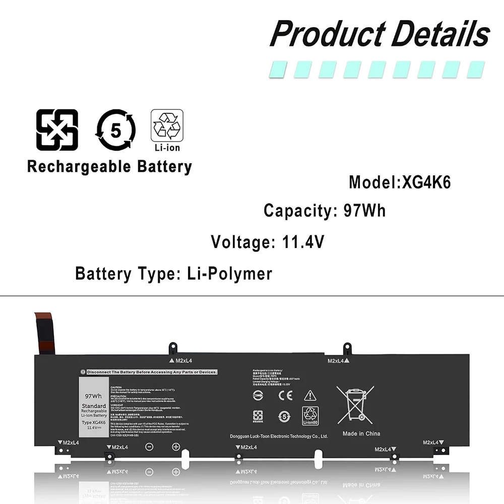 XG4K6 Laptop Battery for Dell XPS 17 9700 9710 9720 9730 & Precision 5750 5760 5770 Series xps 17 9700 P92F,01RR3,F8CPG,KVPMY