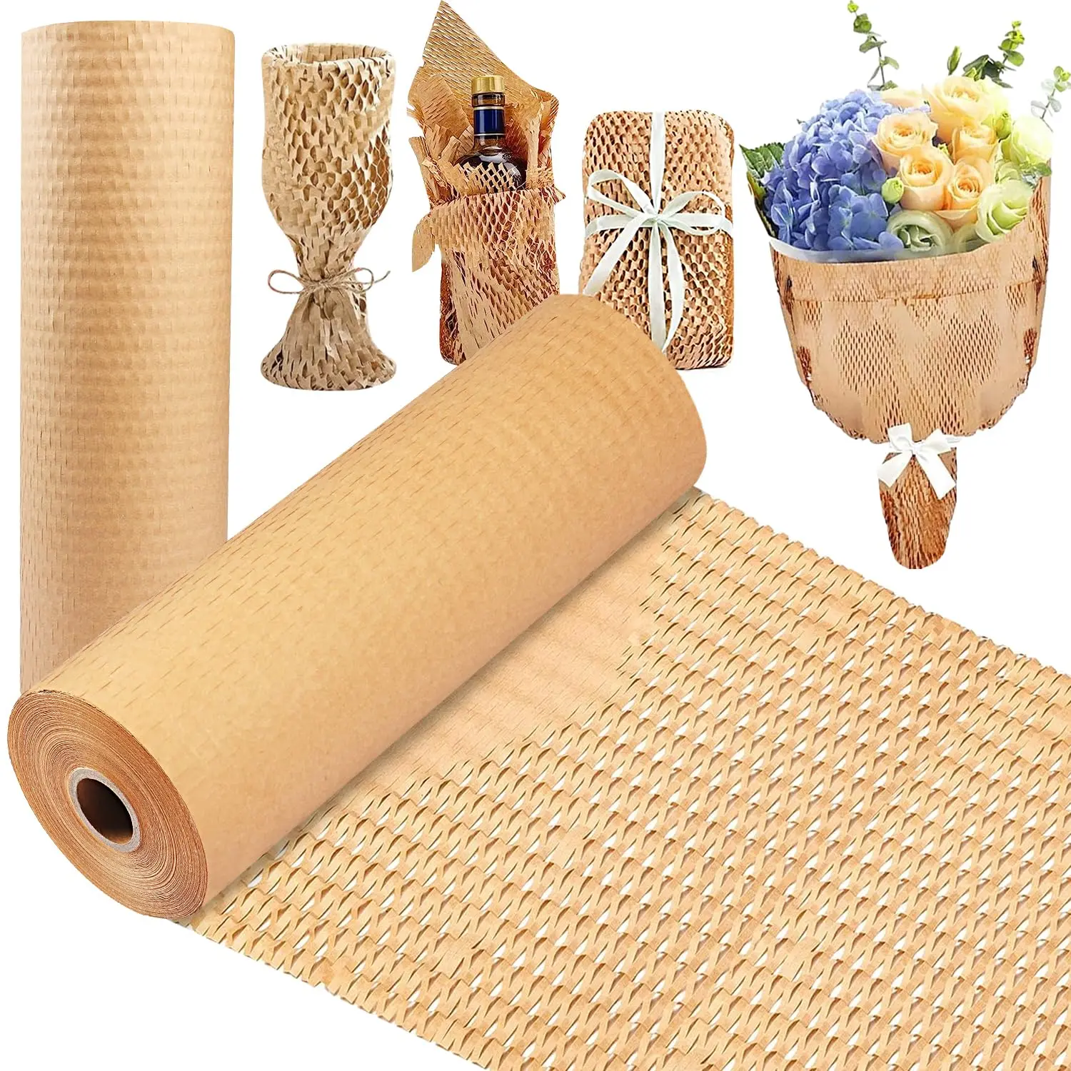 Honeycomb Brown Ideal for Gift Wrapping Packing Roll for Moving Art Craft Shipping Floor Covering Wall 100% Recycled Material